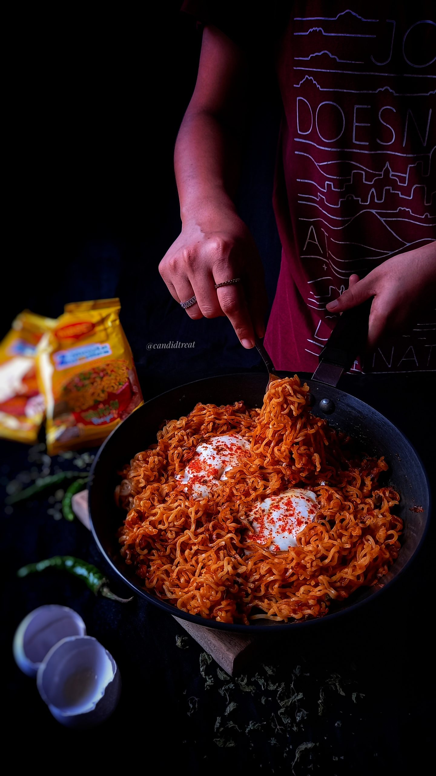 Spicy Dry Maggi Masala Recipe With Eggs Candid Treat 5345