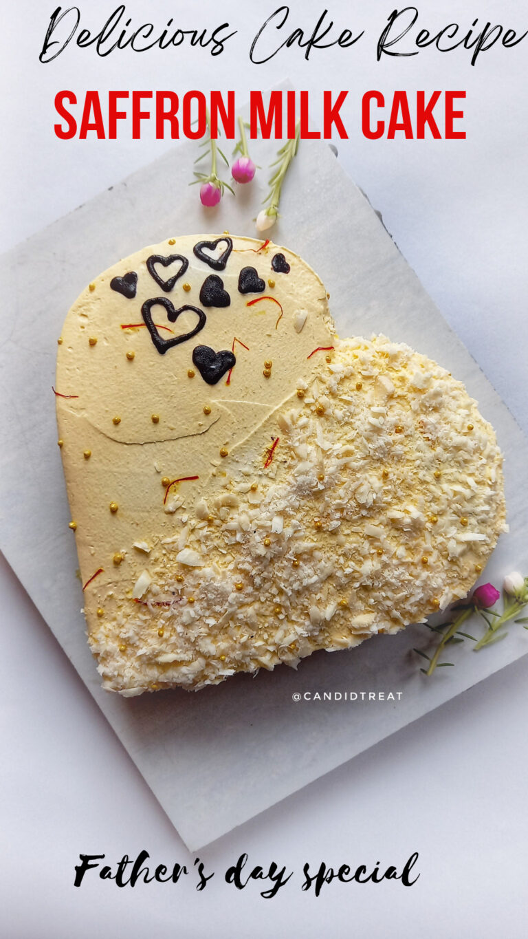 Saffron Milk Cake Heart Shape Cake Design Candid Treat